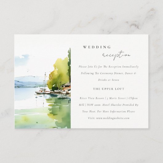 Lake Geneva Switzerland Scape Wedding Reception Informatiekaartje (Voorkant)