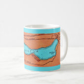Lake Geneva WI Blue Vintage Map Mug Koffiemok (Voorkant rechts)