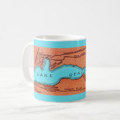 Lake Geneva WI Blue Vintage Map Mug Koffiemok (Voorkant links)