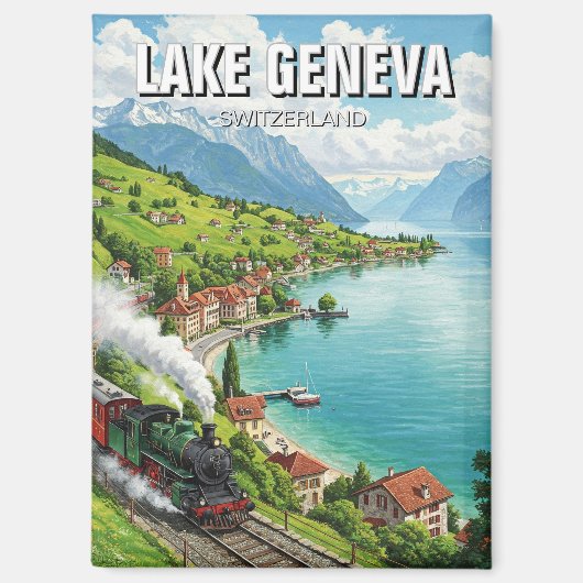 Lake Geneva Zwitserland Reizen Magneet (Voorkant)