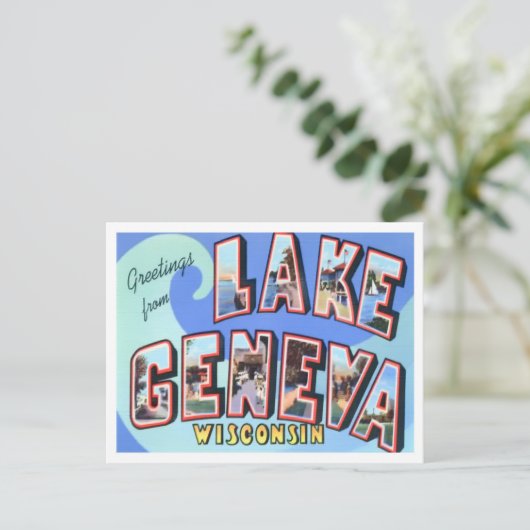 Lake Genève, Wisconsin  Big Letters Briefkaart (Staand voorkant)