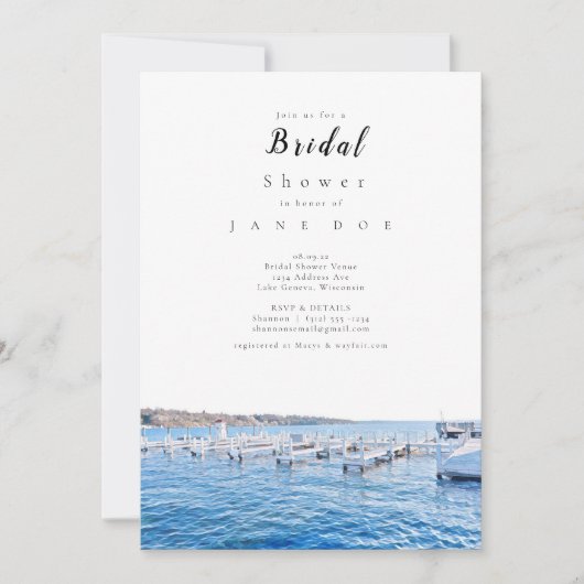 Lake Genève Wisconsin Bridal Shower Invitation Kaart (Voorkant)