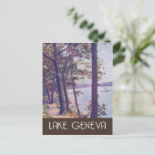 Lake Genève, Wisconsin, vintage-reisstijl Briefkaart (Staand voorkant)
