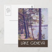 Lake Genève, Wisconsin, vintage-reisstijl Briefkaart (Voorkant / Achterkant)
