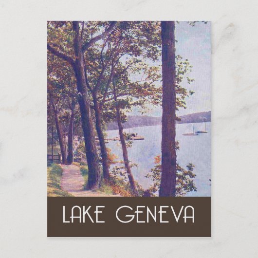 Lake Genève, Wisconsin, vintage-reisstijl Briefkaart (Voorkant)