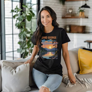 Lake George Berg Zonsondergang Reizen T-shirt