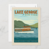 Lake George, New York |  boot Briefkaart (Voorkant / Achterkant)
