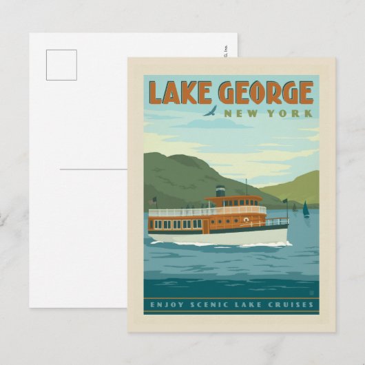 Lake George, New York |  boot Briefkaart (Voorkant / Achterkant)