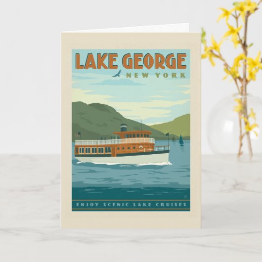 Lake George, New York |  boot Kaart (Gele Bloem)