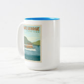 Lake George, New York |  boot Tweekleurige Koffiemok (Voorkant links)