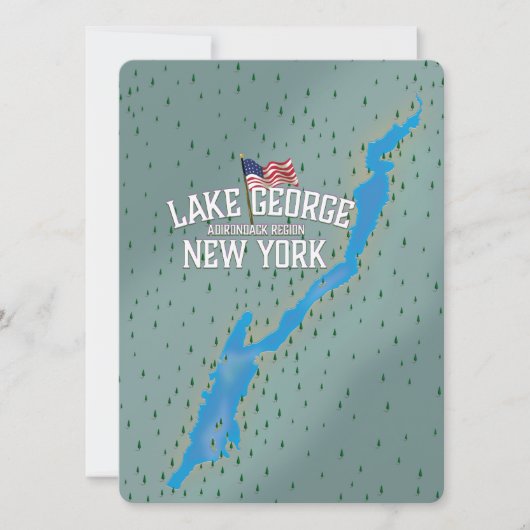 Lake George New York Kaart (Voorkant)