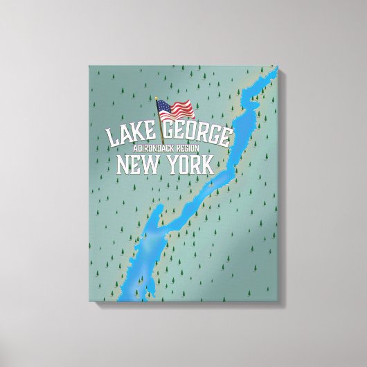 Lake George New York Kaart Canvas Afdruk (Voorkant)