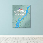 Lake George New York Kaart Canvas Afdruk (Insitu (Houten vloer))
