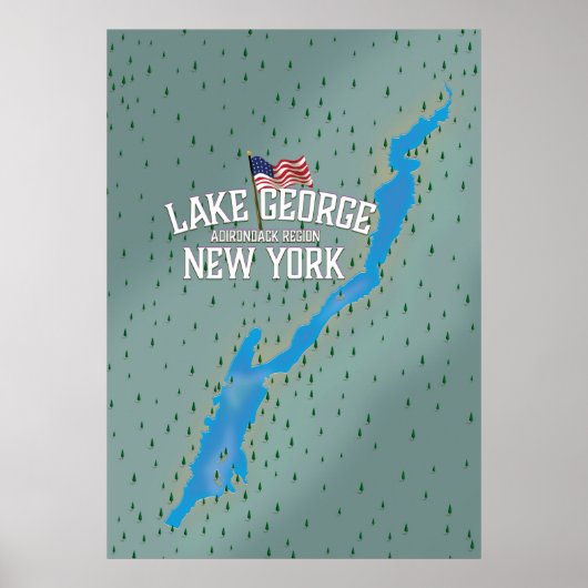 Lake George New York Kaart Poster (Voorkant)