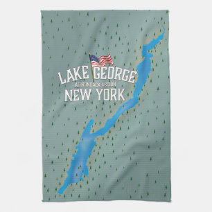 Lake George New York Kaart Theedoek
