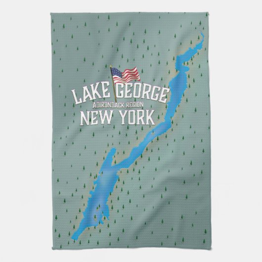 Lake George New York Kaart Theedoek (Verticaal)