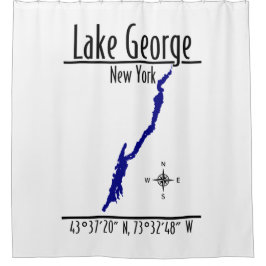 Lake George New York Kustlijn Kaart Coördinaten Douchegordijn
