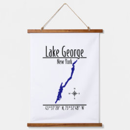 Lake George New York Kustlijn Kaart Coördinaten Hangend Wandkleed