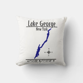 Lake George New York Kustlijn Kaart Coördinaten Kussen