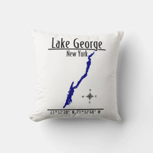 Lake George New York Kustlijn Kaart Coördinaten Kussen