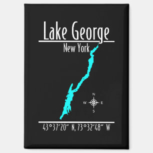 Lake George New York Kustlijn Kaart Coördinaten Magneet