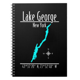 Lake George New York Kustlijn Kaart Coördinaten Notitieboek