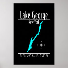 Lake George New York Kustlijn Kaart Coördinaten Poster