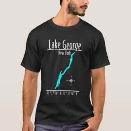 Lake George New York Kustlijn Kaart Coördinaten T-shirt