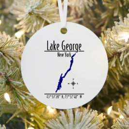 Lake George New York Kustlijn Kaart Metaal Cirkel Metalen Ornament
