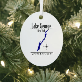 Lake George New York Kustlijn Kaart Metaal Ovaal Metalen Ornament