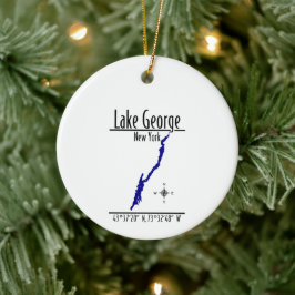 Lake George New York Kustlijnkaart Cirkel Keramisch Ornament