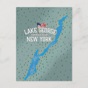 Lake George New York Map Briefkaart