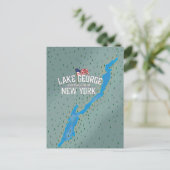Lake George New York Map Briefkaart (Staand voorkant)