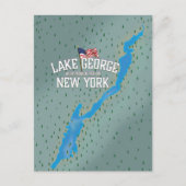 Lake George New York Map Briefkaart (Voorkant)