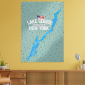 Lake George New York Map Canvas Afdruk (Insitu (Woonkamer))