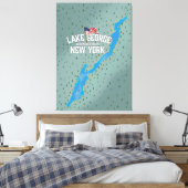 Lake George New York Map Canvas Afdruk (Insitu (Slaapkamer))