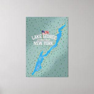 Lake George New York Map Canvas Afdruk