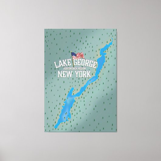 Lake George New York Map Canvas Afdruk (Voorkant)