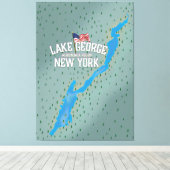 Lake George New York Map Canvas Afdruk (Insitu (Houten vloer))