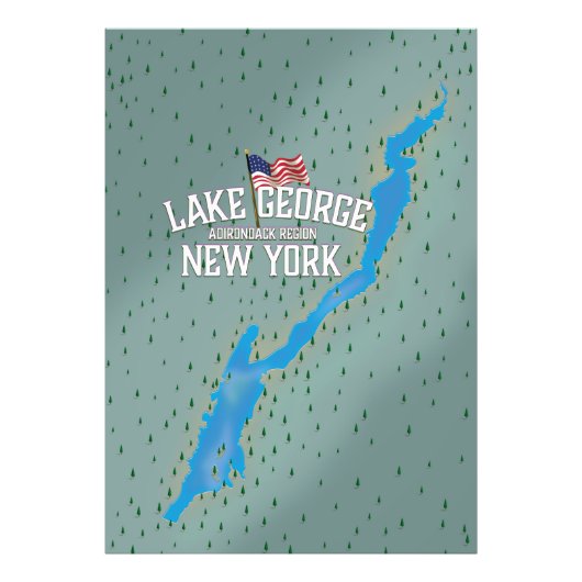 Lake George New York Map Foto Afdruk (Voorkant)