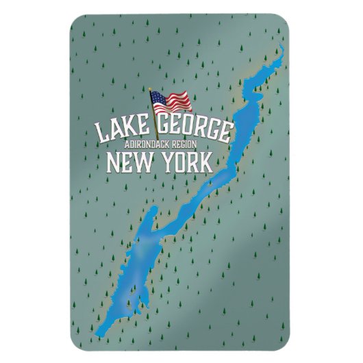 Lake George New York Map Magneet (Verticaal)