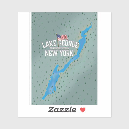 Lake George New York Map Sticker (Vel)