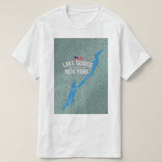 Lake George New York Map T-shirt (Design voorkant)