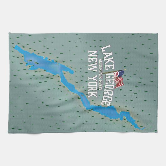 Lake George New York Map Theedoek (Horizontaal)
