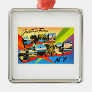 Lake George New York NY Vintage Travel Souvenir Metalen Ornament