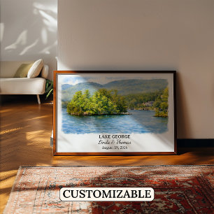 Lake George New York Poster, Aquarel, Op Maat Poster