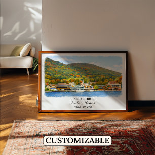Lake George New York Poster, Aquarel, Op Maat Poster