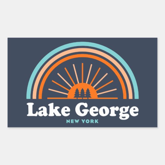 Lake George, New York Rainbow Rechthoekige Sticker (Voorkant)