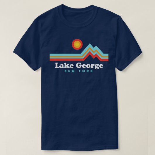 Lake George New York Retro Sunset Mountains T-shirt (Design voorkant)