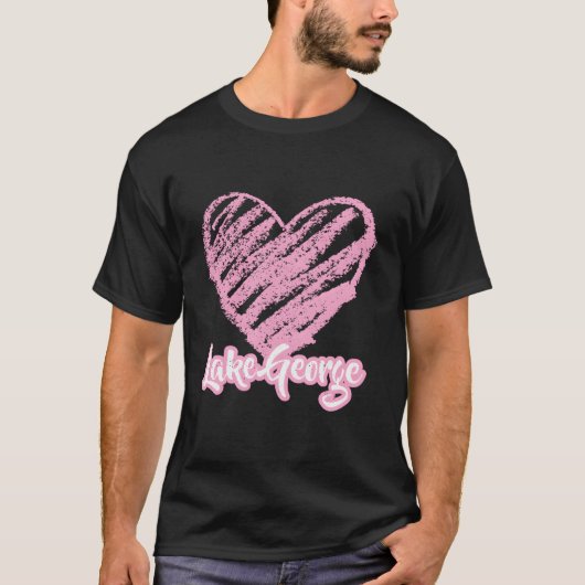 Lake George New York vakantie liefde roze hart T-shirt (Voorkant)